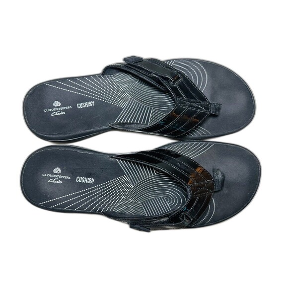 Clarks Cloudsteppers Cushion‎ Patent Black Breeze Flip Flop Sandals Women's 9 - Picture 5 of 8